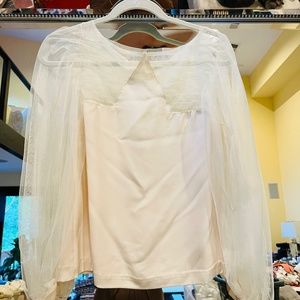 Beautiful Silk 3.1 Phillip Lim ivory blouse with illusion sleeves Size 6